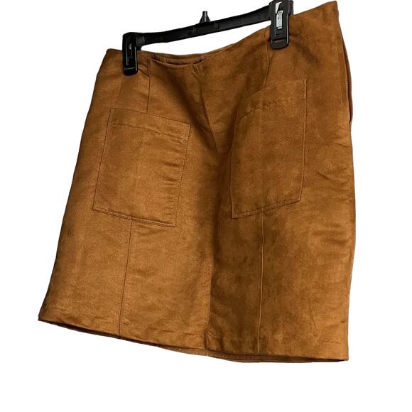 OLD NAVY A-LINE MINI SKIRT, WOMENS, L-TALL, ORANGE-BROWN-RUST, SIDE ZIP - Picture 2 of 8